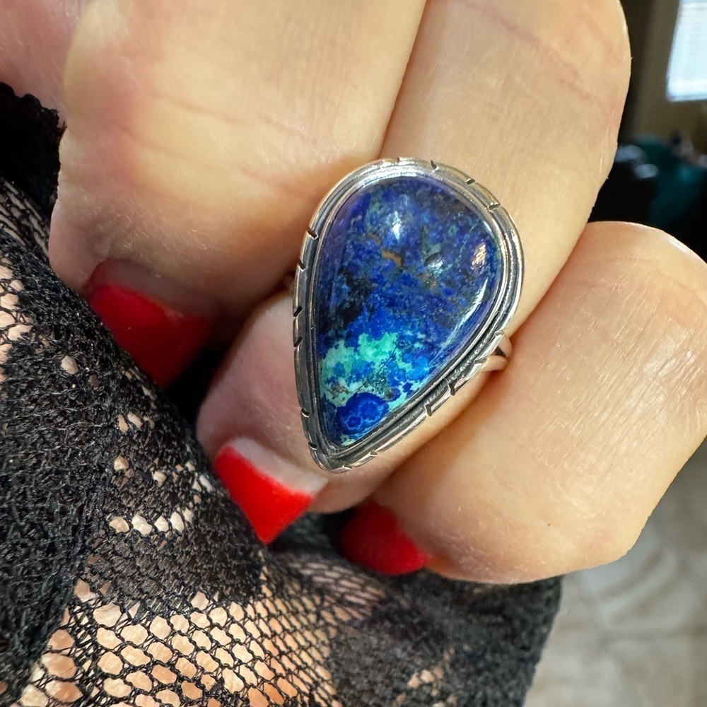 Stunning Blue Azurite Congo Ring in Sterling Silver - Picture 4 of 5